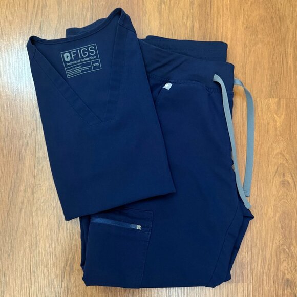 Figs XXS Casma Top XS Zamora Jogger Pants Navy Blue Scrubs Regular - Picture 1 of 13